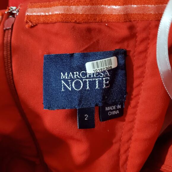 Marchesa Notte Strapless Embroidered Dress Size 2 Red Formal Cocktail Silk Blend - Picture 9 of 14